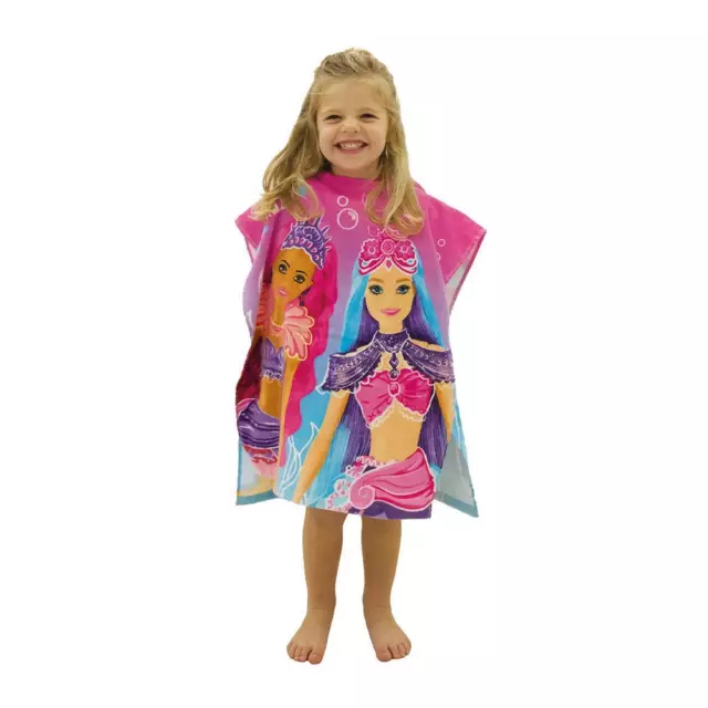 Barbie Coton Serviette Poncho Peignoir Enfants À Filles Mermazing Plage Piscine