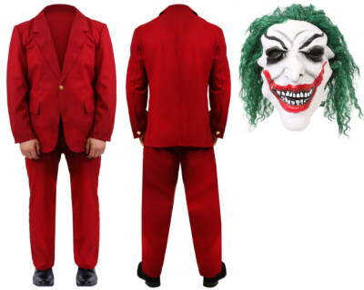 Tuta da uomo BORDEAUX 2019 Deluxe Adulto Halloween Clown Costume Joker Costume 