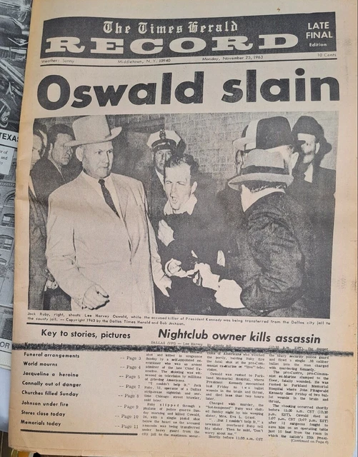 3 ORIGINAL 1960'S Newspaper JFK Buried 1963, JFK News, Oswald Slain