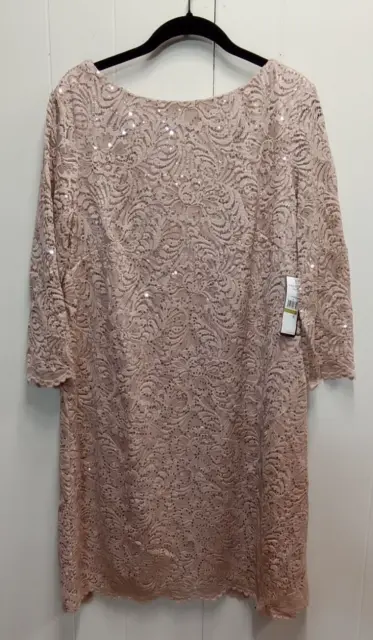 Jessica Howard Women'S Pink Lace/Sequin Quarter Sleeve Dress (Size 14) Nwt