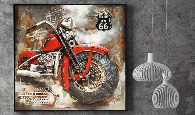 Motorcycle Metal Wall Art Primo Mixed Media Hand Painted 3D Wall Sculpture Sale