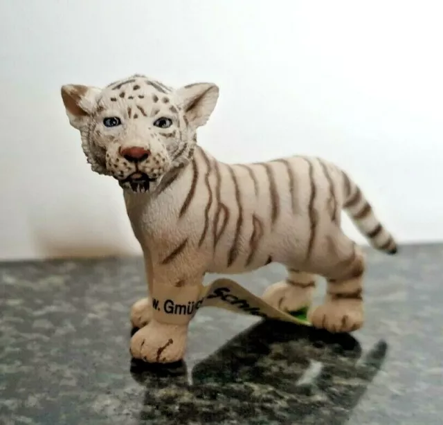 Schleich Animal Figures - White Tiger Cub Standing (14384) With Tag <2008-2013>