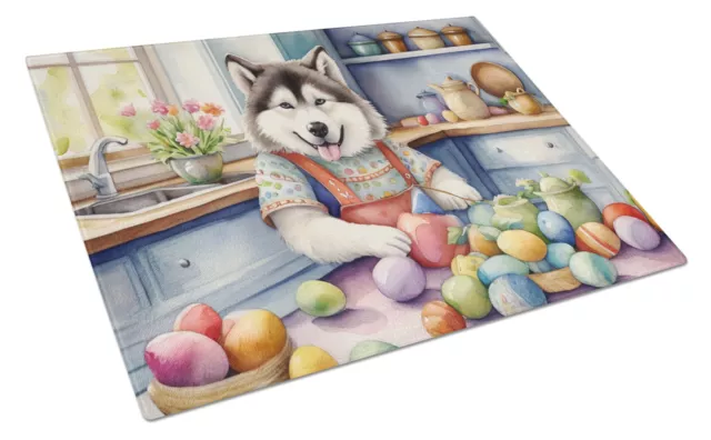 Decorating Easter Alaskan Malamute Glass Cutting Board Large DAC6742LCB