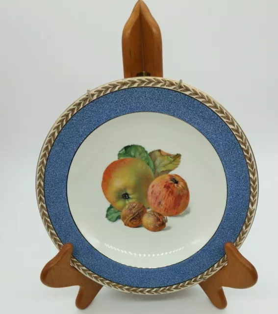 Crown Ducal Yellow Apple Soup Cereal Bowl Fruit Center Blue Gold Rim England