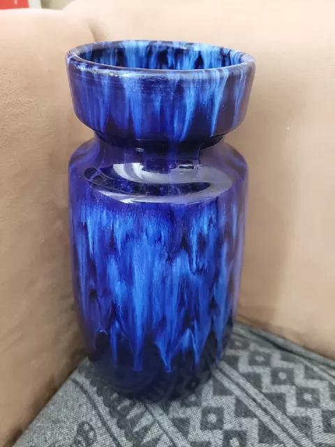 Alte Scheurich Vase Blau Verlaufsglasur Modell 242 - 22cm Vintage Porzellan 2