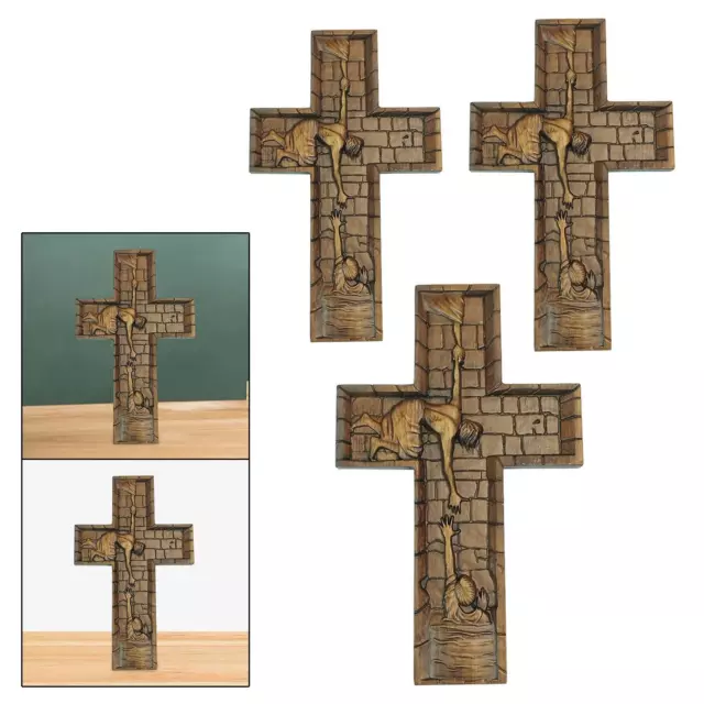 Christliches Kreuz aus Holz für Schreibtisch, Schnitzerei, Ornament,