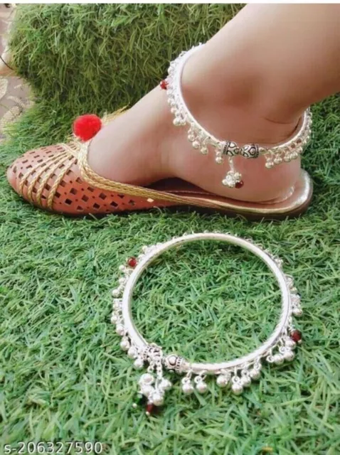 Tobillera de pie nupcial Payal chapada en plata, cadena, joyería de moda,...