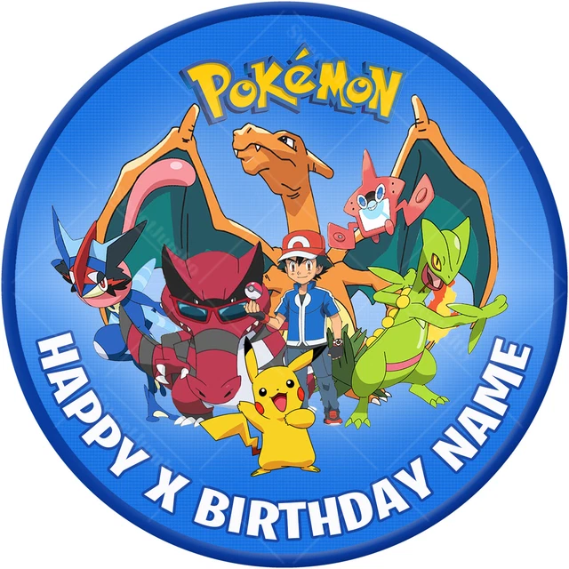 POKEMON BIRTHDAY CAKE Topper Decoration Round Circle Personalised