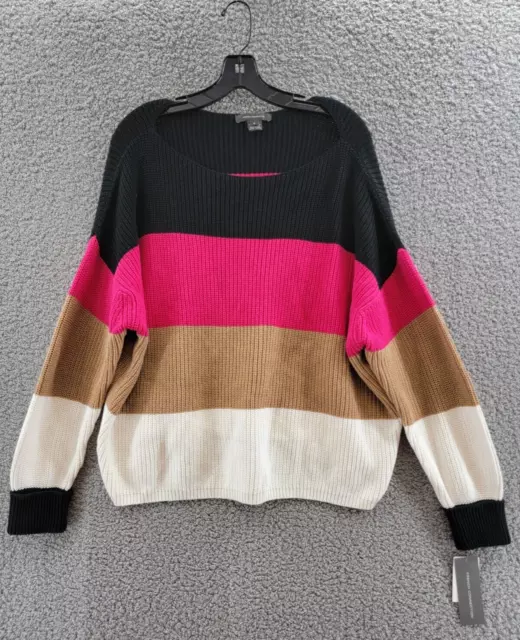 French Connection Millie Mozart Colorblock Boatneck Sweater Women's S Prosecco~