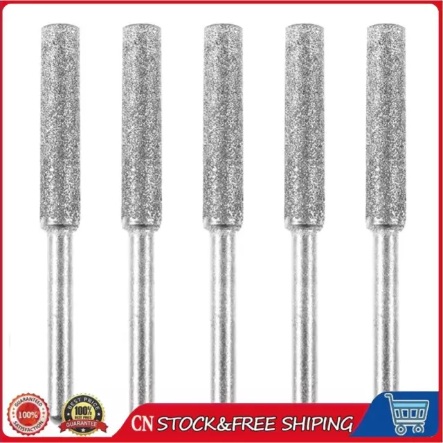 Diamond Coated Cylinder Head Grinding Bit Chainsaw Sharpener (5pcs 4.8mm silver)