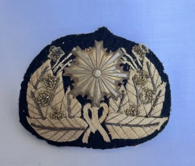 WW2 Era Japanese National Police Military Officer Visor Hat Cap Badge Insignia