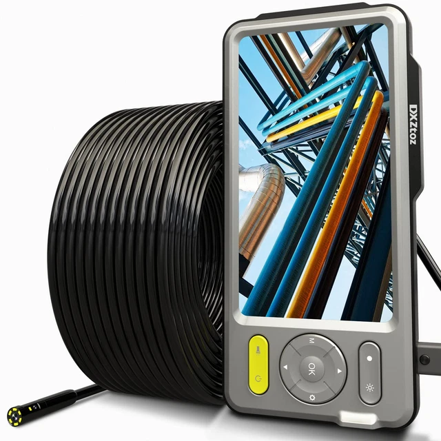 50FT Dual-Lens Endoscope Borescope 5'' Larger IPS Screen, Dxztoz Sewer Camera fo