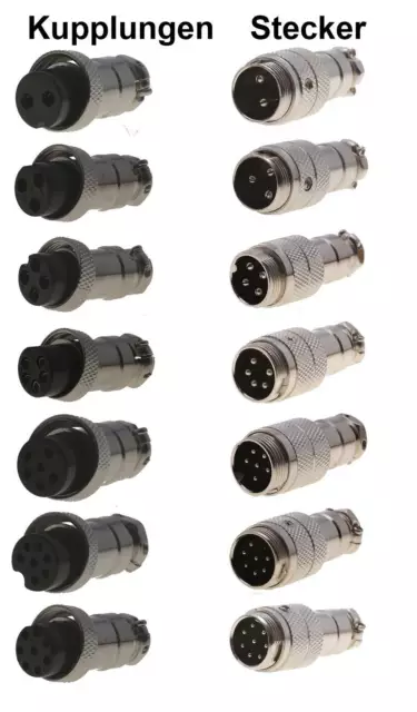 Mikrofon Kupplung oder Stecker 2-8pol  Metall Ausführung z.B.für CB-Amateurfunk 2