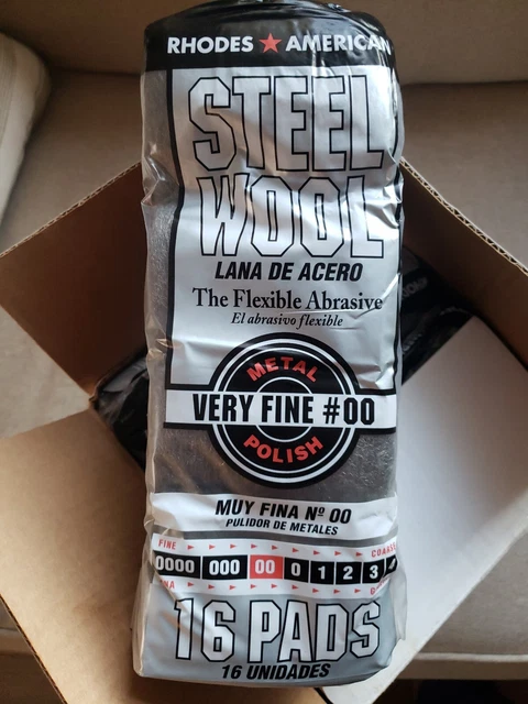 #00 Steel Wool very fine Rhodes American Homax 6 PACKS OF 16 PADS PER PKG.