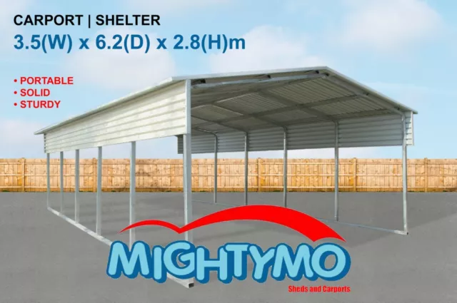 Large Steel Carport Shelter 3.5(W)x6.2(D)x2.8(H)m Double Portable Yard Backyard