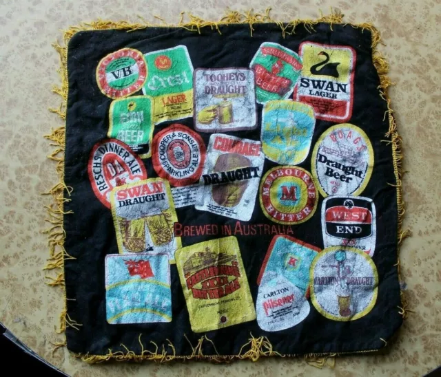 1960s 70s Vintage Beer Label Cushion Bar Mat Crest West End Swan Courage Reschs