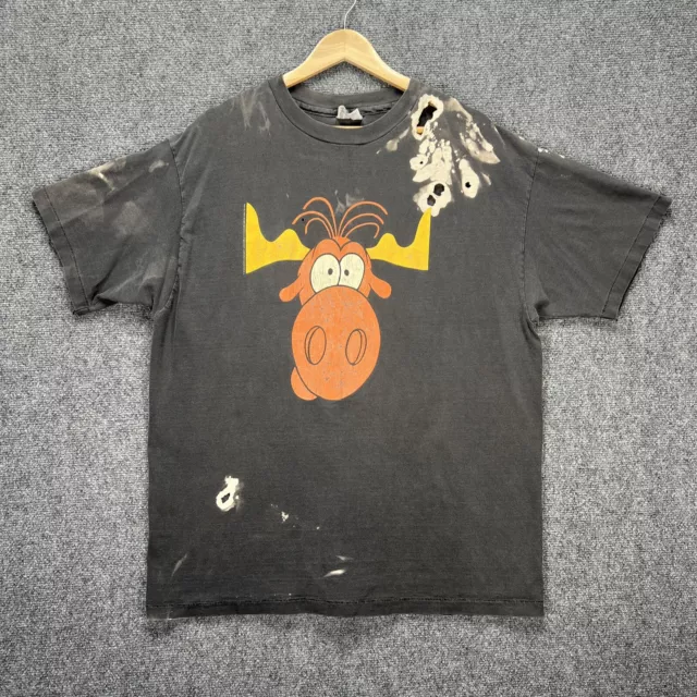 Vintage Taco Bell Shirt Mens XL Black Rocky Bullwinkle Moose 90s Grunge Cartoon