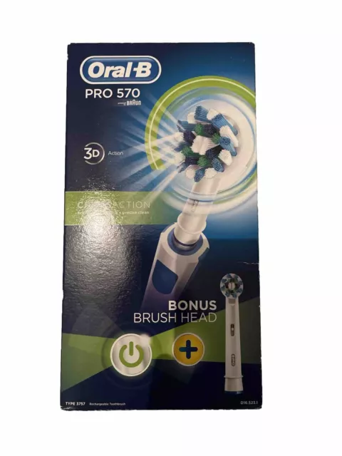 Oral-B Pro 570 Cross Action Electric Toothbrush 1 Handle & 2 Toothbrush Heads