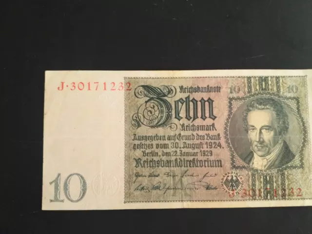 10 Mark Reichsbanknote 30 August 1924