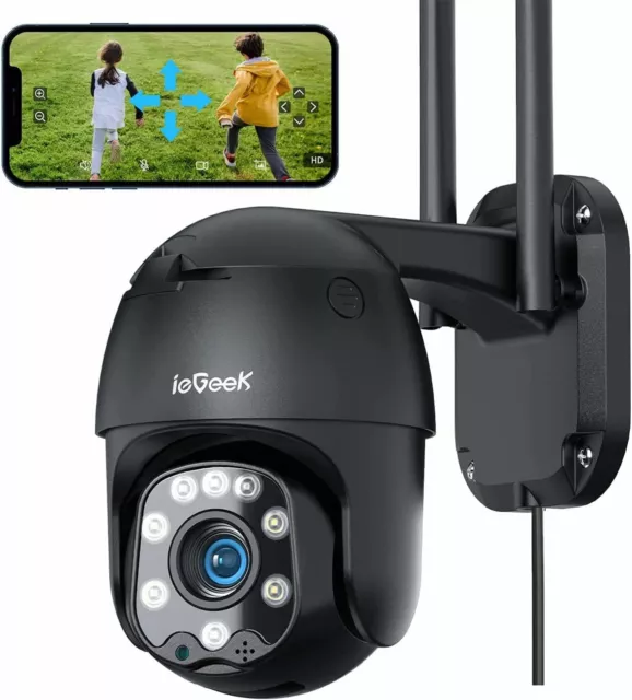 ieGeek Outdoor 360° PTZ Security Camera 1080P Wireless WiFi Home CCTV System UK