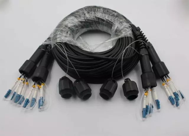 100M LC-LC UPC SM TPU Field Armored Fiber Cable 8 Strand Fiber Optic Patch Cord