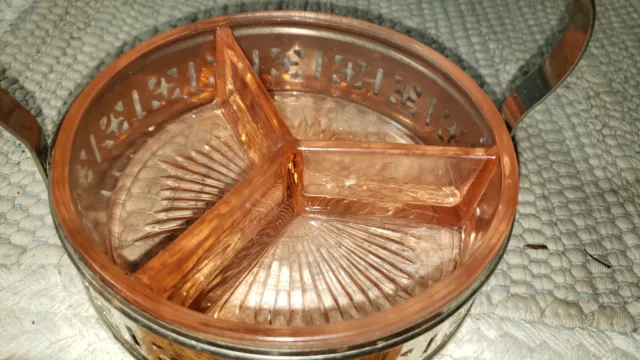 Pink Indiana Divided Depression Glass divided candy dish, RareAntiqu e 1920s