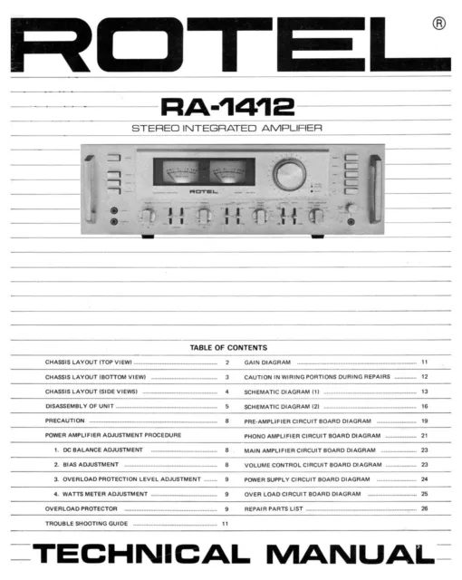 Servizio Manuale di Istruzioni per Rotel RA-1412