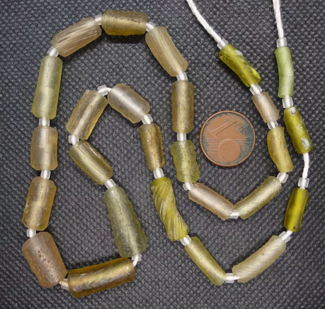 44cm Perle Verre Ancien Romain Collier Fouille Ancient Roman Glass Bead Strand