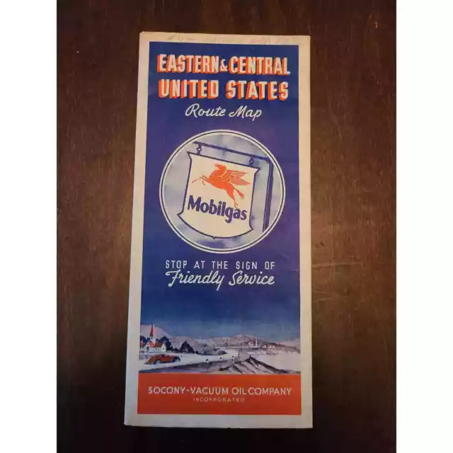 EASTERN AND CENTRAL United States Road Map Courtesy of Mobilgas 1938