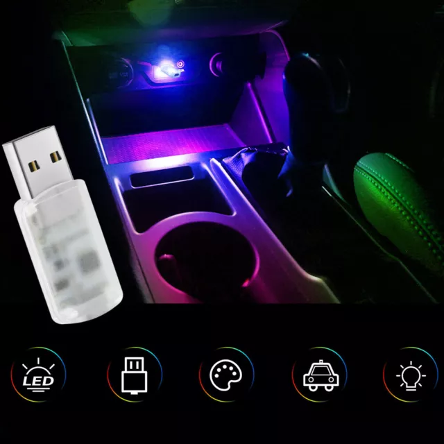 1x USB LED Mini Lamp Car Interior Neon Atmosphere Ambient Light Bulb Accessories