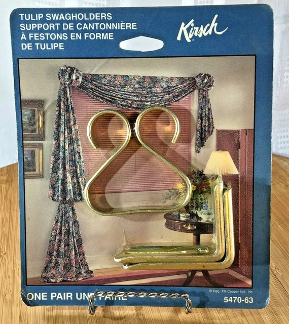 Vintage Kirsch Tulip Swagholders One Pair 5470-63 Brass / Gold Finish New unopen