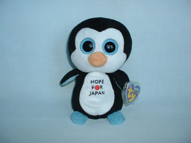 TY BEANIE BOO'S 6" HOPE FOR JAPAN PENGUIN Cuddly Soft Plush Toy With Tag (2011)