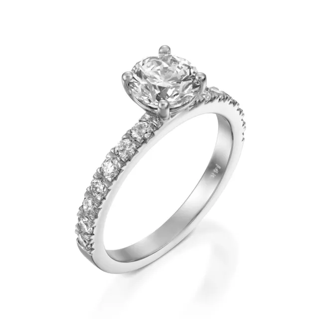 1 1/2 Carat Elegant Round Cut Diamond Engagement Ring D/SI1 14K White Gold