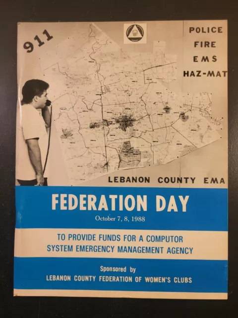 17th Annual Federation Day Book October 7,8 1988 Lebanon, PA Palmyra,PA EMA