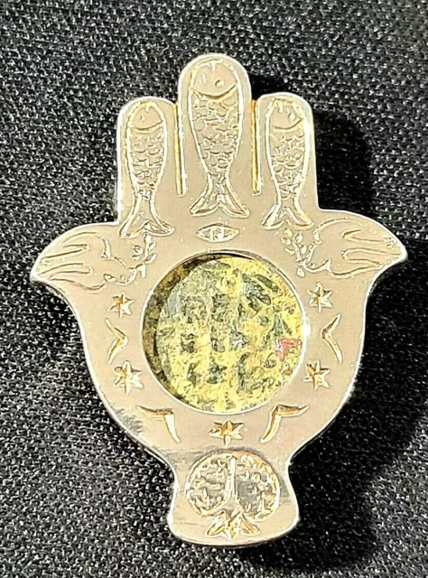 Widow's Mite Israel Hamsa Hand Sterling Silver .925 Pendant Charm 7.68 Grams