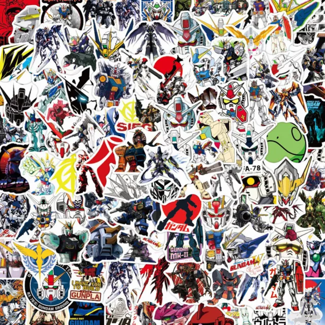 100 Pcs Gundam Stickers Anime Waterproof For Skateboard Water Bottle Laptop