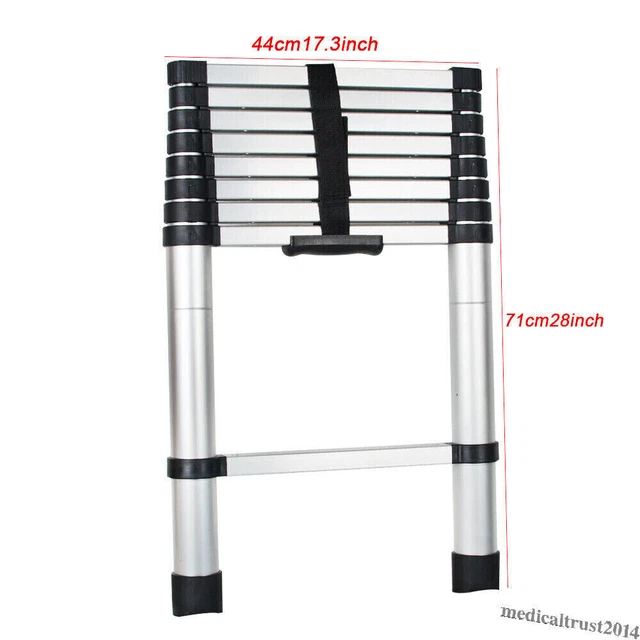 8.5FT Telescopic Extension Aluminum Step Ladder Folding Multi Purpose Non-Slip