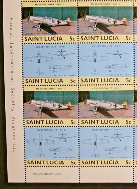 St Lucia 1985 Sg 812-13 5C. Leaders Of The World - Military Aircraft -  Mnh