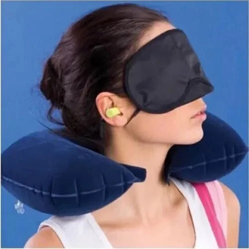 Pillow Inflatable Neck Travel Head Rest Support Airplane Cushion Car Office