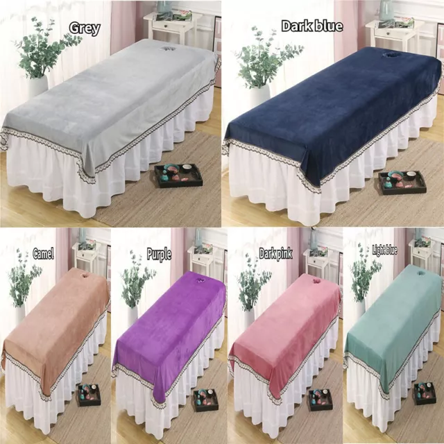 SPA Massage Bed Table Cover Sheet Velvet Beauty Lace Trim Sheet with Hole