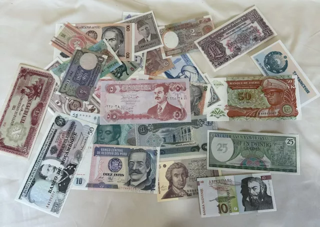 Uncirculated Lot of 10 Different Foreign Paper Money Banknotes - Free Shipping