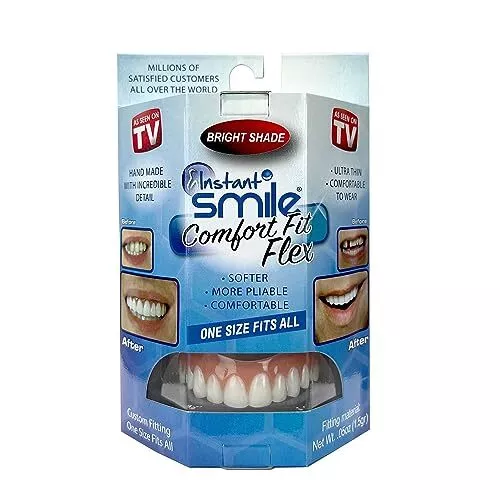 Instant Smile Comfort Fit Flex Cosmetic Teeth, Bright White Shade, Comfortable U