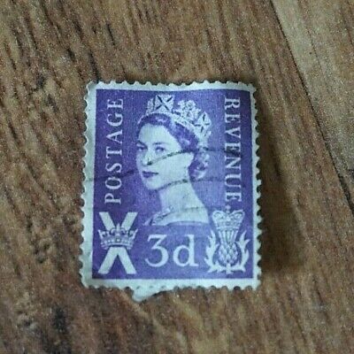 QUEEN ELIZABETH II Stamp 3d Wilding Portrait Purple Postage Revenue ...