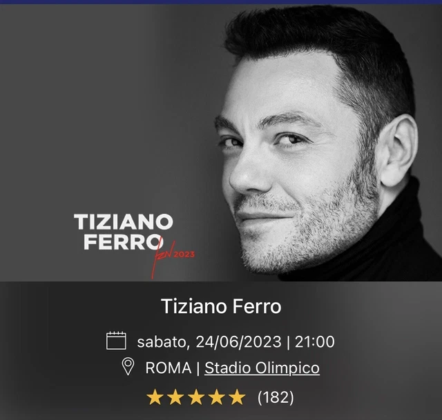 2 biglietti Tiziano Ferro 24 Giugno Roma