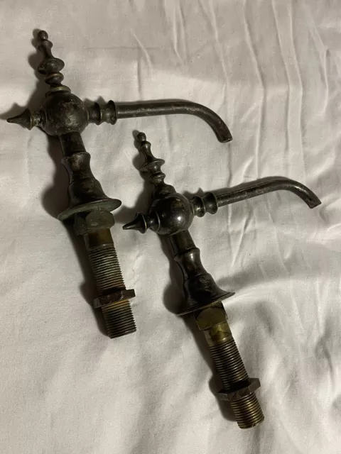 Antique Victorian Period Soda Fountain Apothecary Spigot Faucet Spout PAIR