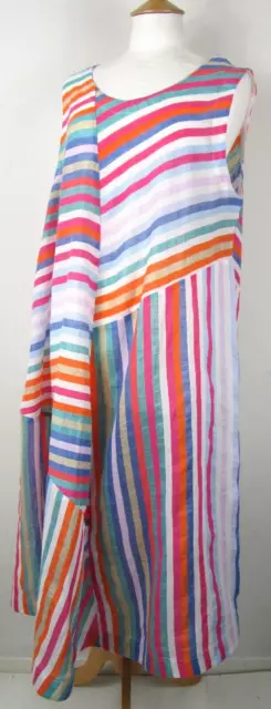 Sahara Linen Blend Striped Midi Dress Size 4 / UK 18