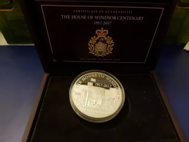 2017 Guernsey 5oz Silver Proof £10 coin "House of Windsor" in Case with COA