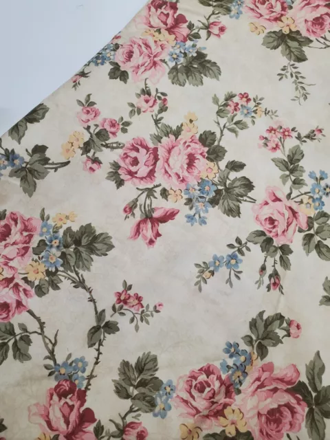 Robyn Pandolph Fabric Bed Of Roses Cotton Floral Pink  Vintage Quilt ONE YARD