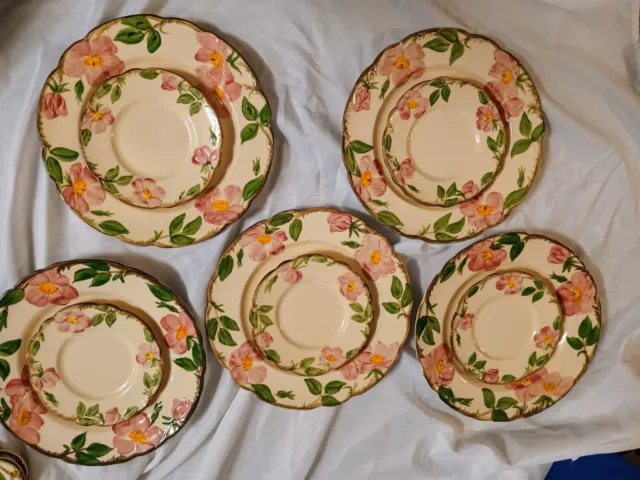 5 Vintage Desert Rose Franciscan Earthenware Dinner Plates & 5 Dessert Plates
