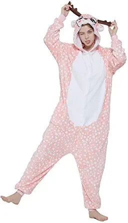 ABENCA Deer Bodysuit Reindeer Pajamas for Women Adult Cartoon One Piece Animal